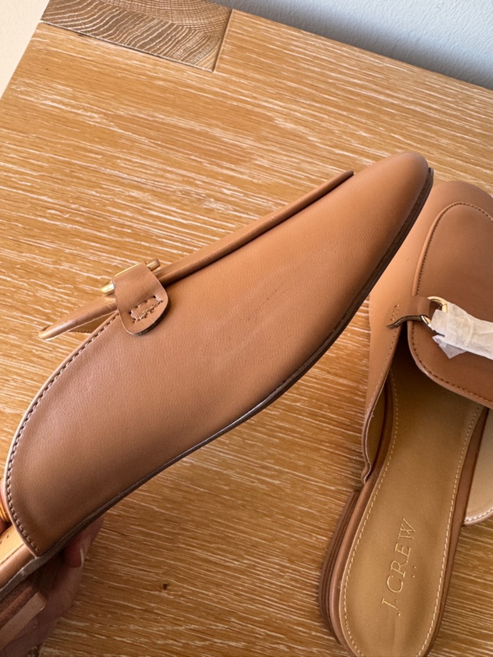J. CREW FACTORY Women’s Horsebit Bit Loafer Mules Tan Gold Size 9.5 *NOTES* - Picture 8 of 16